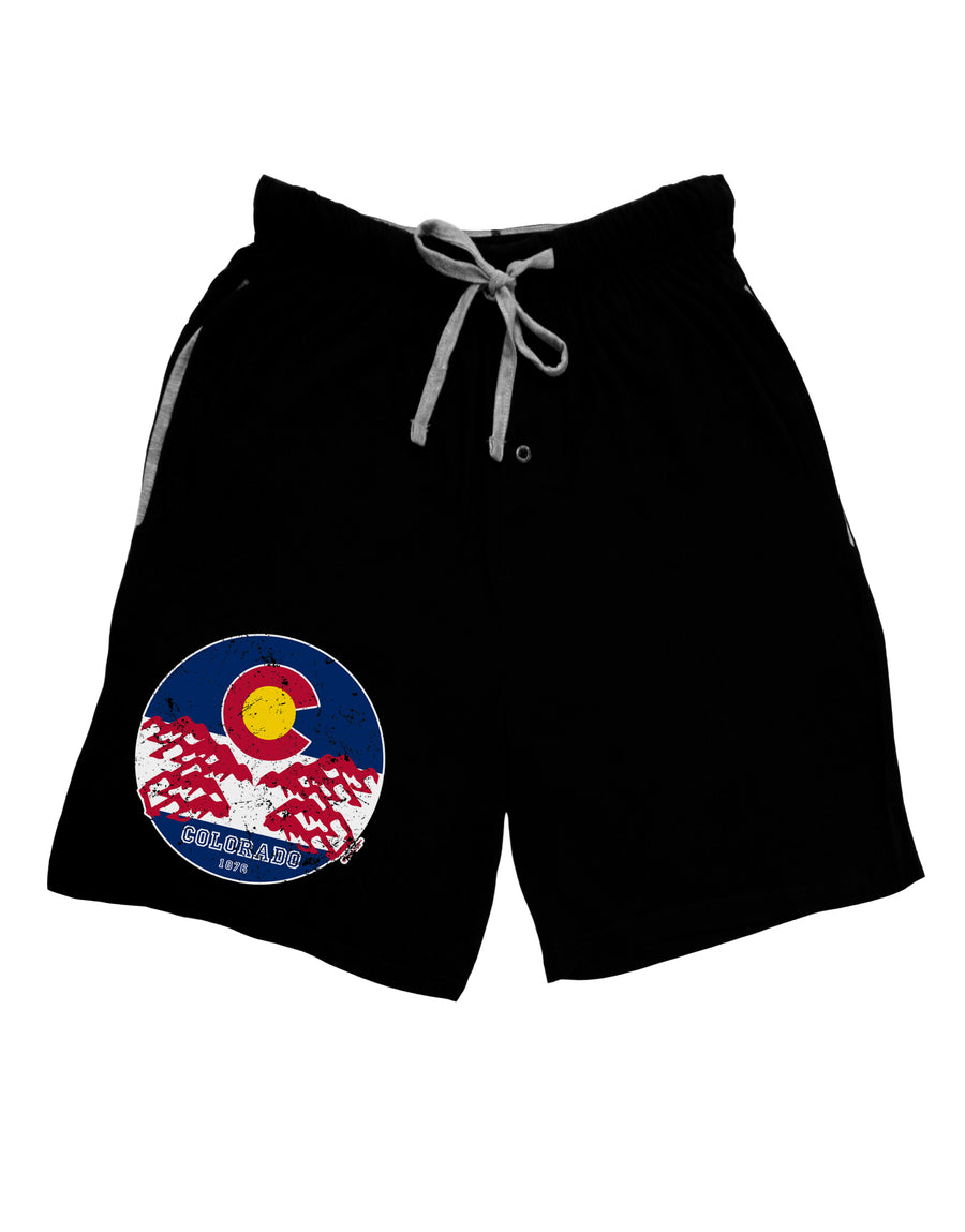 Grunge Colorado Rocky Mountain Bighorn Sheep Flag Dark Adult Lounge Shorts-Lounge Shorts-TooLoud-Red-Small-Davson Sales