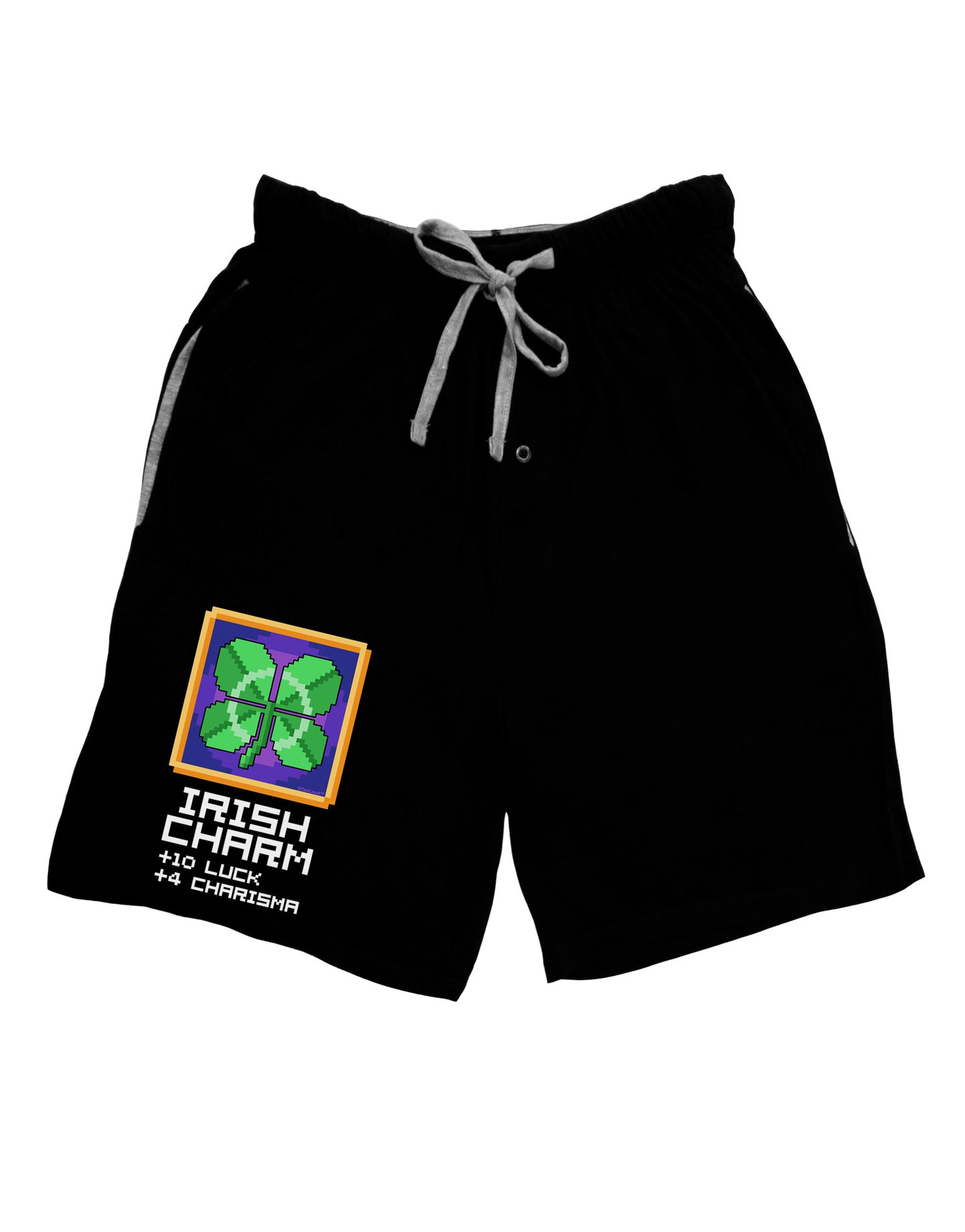 Pixel Irish Charm Item Adult Lounge Shorts-Lounge Shorts-TooLoud-Black-Small-Davson Sales