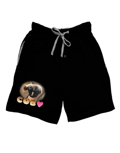 Balancing Bear Cub with Text Adult Lounge Shorts-Lounge Shorts-TooLoud-Black-2XL-Davson Sales