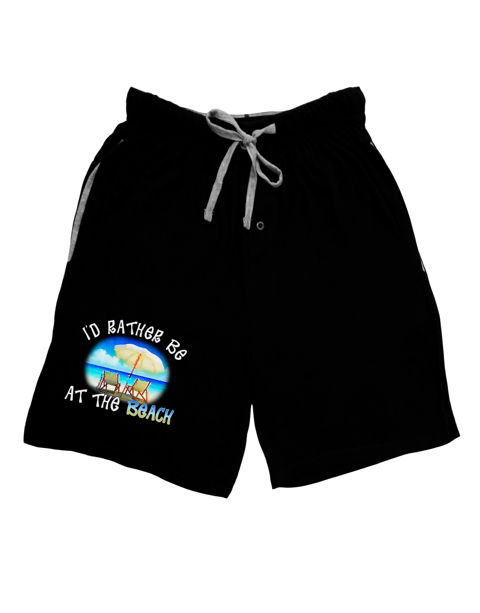 I'd Rather Be At The Beach Adult Lounge Shorts-Lounge Shorts-TooLoud-Black-Small-Davson Sales
