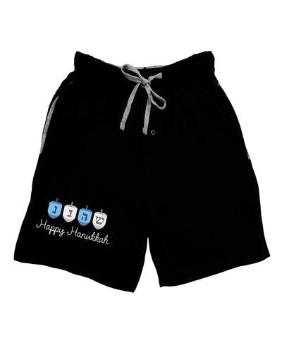 Happy Hanukkah Blue Dreidels Adult Lounge Shorts - Red or Black-Lounge Shorts-TooLoud-Black-Small-Davson Sales