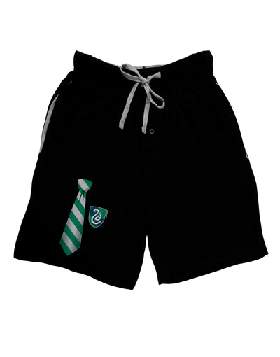 TooLoud Wizard Tie Green and Silver Adult Lounge Shorts-Lounge Shorts-TooLoud-Black-Small-Davson Sales