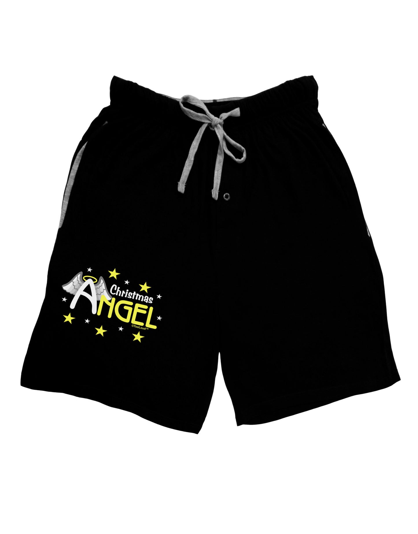 Christmas Angel Text Relaxed Adult Lounge Shorts-Lounge Shorts-TooLoud-Black-Small-Davson Sales