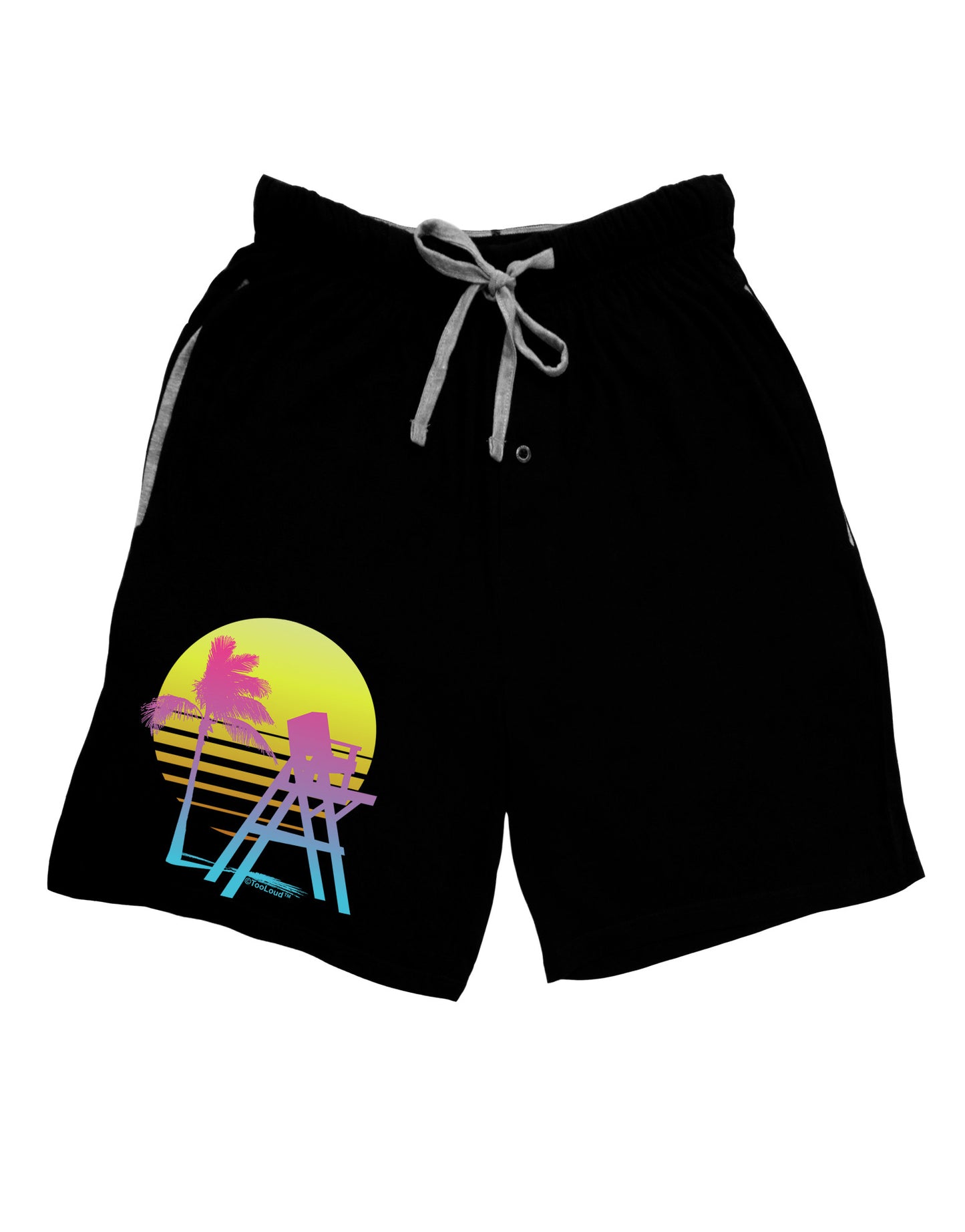 LA Beach Silhouette Letters Adult Lounge Shorts-Lounge Shorts-TooLoud-Black-Small-Davson Sales