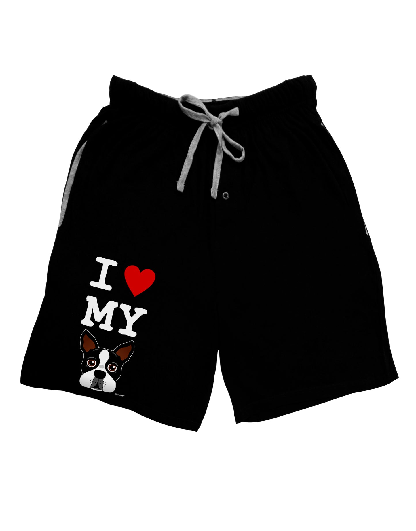 I Heart My Boston Terrier Adult Lounge Shorts - Red or Black by TooLoud-Lounge Shorts-TooLoud-Black-Small-Davson Sales