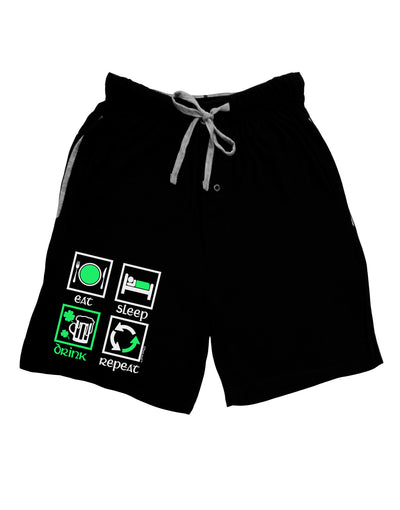 Eat Sleep Drink Green Beer Repeat Adult Lounge Shorts-Lounge Shorts-TooLoud-Black-Small-Davson Sales