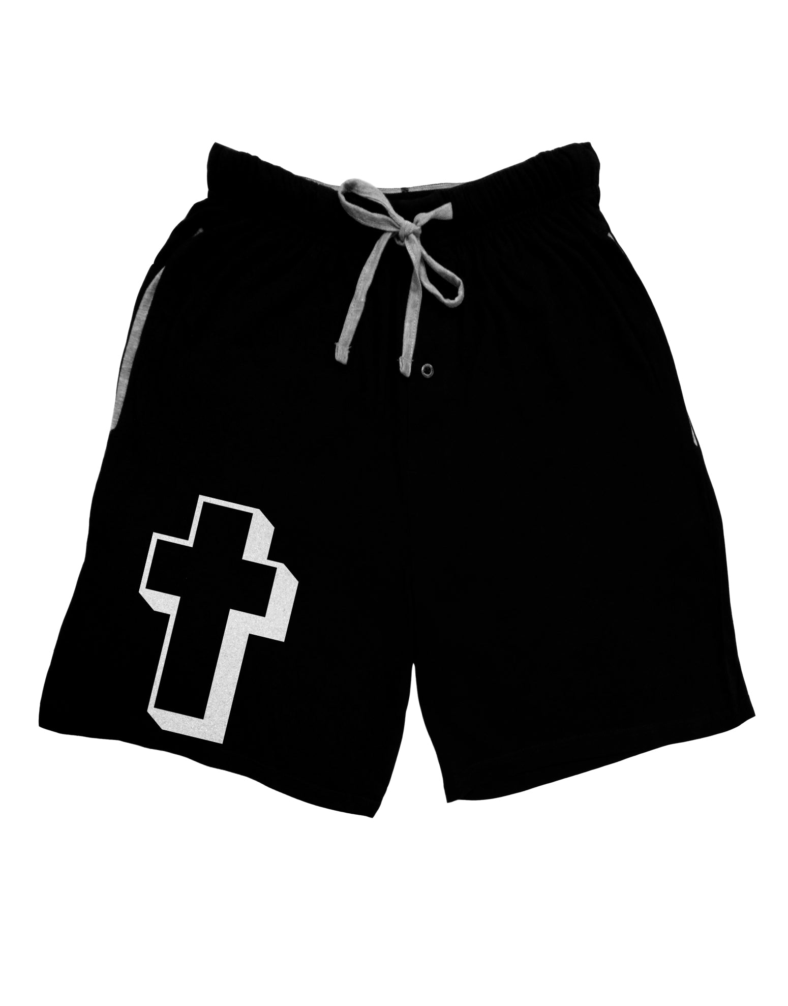 Simple Cross Design Glitter - White Adult Lounge Shorts - Red or Black by TooLoud-Lounge Shorts-TooLoud-Black-Small-Davson Sales