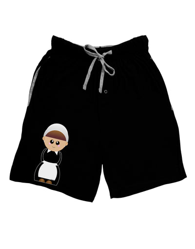 Cute Pilgrim Girl Thanksgiving Adult Lounge Shorts-Lounge Shorts-TooLoud-Black-Small-Davson Sales