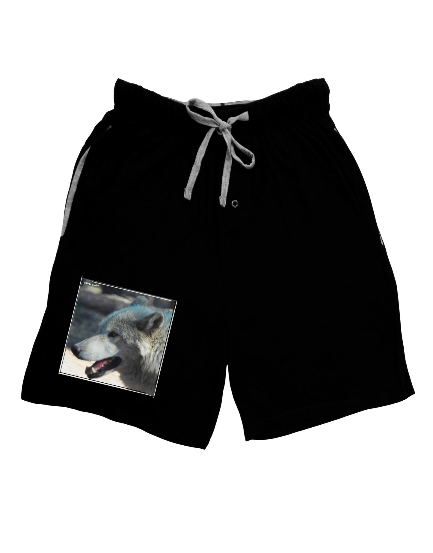 TooLoud White Wolf Face Adult Lounge Shorts-Lounge Shorts-TooLoud-Black-Small-Davson Sales