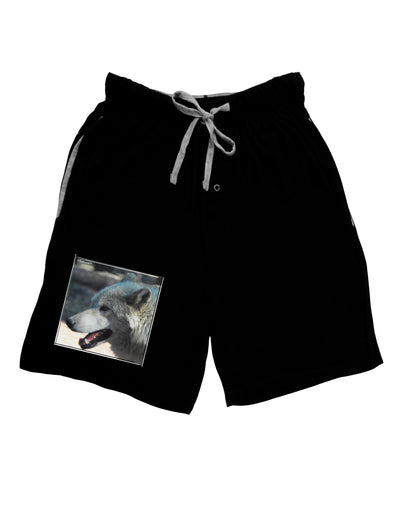 TooLoud White Wolf Face Adult Lounge Shorts-Lounge Shorts-TooLoud-Black-Small-Davson Sales