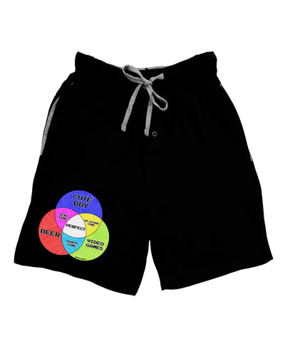 Beer Boy and Games Diagram Adult Lounge Shorts-Lounge Shorts-TooLoud-Black-Small-Davson Sales