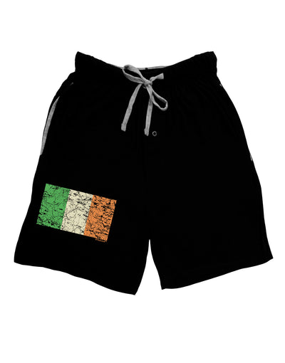 Distressed Irish Flag - Flag of Ireland Adult Lounge Shorts - Red or Black-Lounge Shorts-TooLoud-Black-Small-Davson Sales