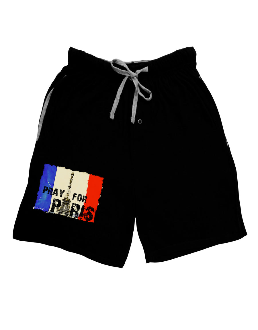 Pray For Paris Watercolor Adult Lounge Shorts-Lounge Shorts-TooLoud-Black-Small-Davson Sales