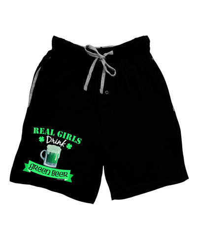 Real Girls Drink Green Beer Adult Lounge Shorts-Lounge Shorts-TooLoud-Black-Small-Davson Sales