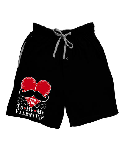 I Mustache You To Be My Valentine Adult Lounge Shorts - Red or Black-Lounge Shorts-TooLoud-Black-Small-Davson Sales