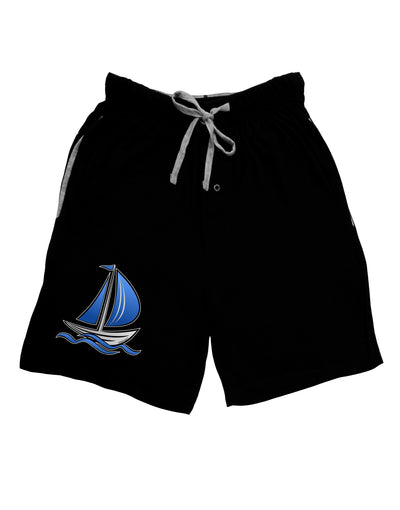 Blue Sailboat Adult Lounge Shorts-Lounge Shorts-TooLoud-Black-Small-Davson Sales