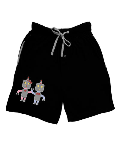 Cute Robot Love Adult Lounge Shorts-Lounge Shorts-TooLoud-Black-Small-Davson Sales