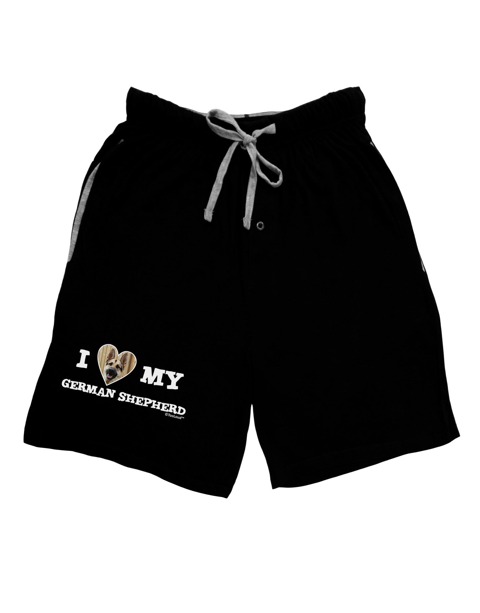 I Heart My German Shepherd Adult Lounge Shorts - Red or Black-Lounge Shorts-TooLoud-Black-Small-Davson Sales