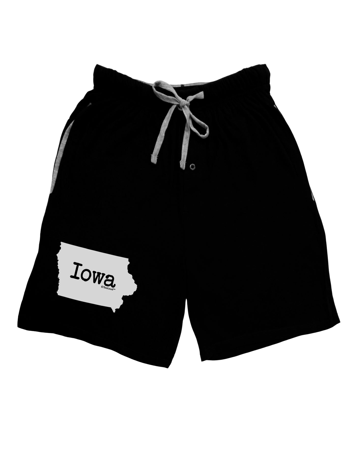 Iowa - United States Shape Adult Lounge Shorts - Red or Black by TooLoud-Lounge Shorts-TooLoud-Black-Small-Davson Sales