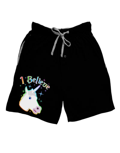 I Believe in Unicorns Adult Lounge Shorts-Lounge Shorts-TooLoud-Black-Small-Davson Sales