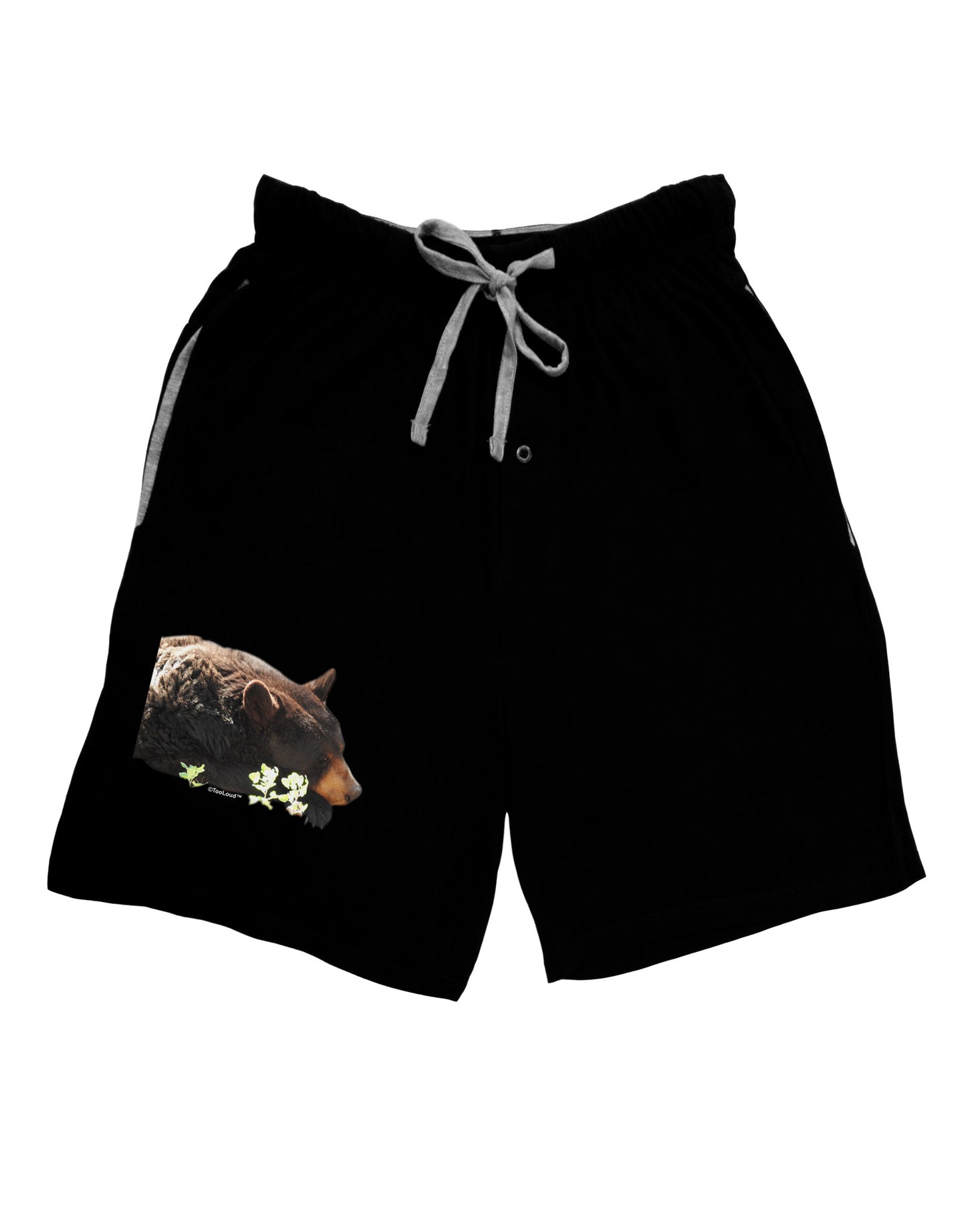 Laying Black Bear Cutout Adult Lounge Shorts-Lounge Shorts-TooLoud-Black-Small-Davson Sales