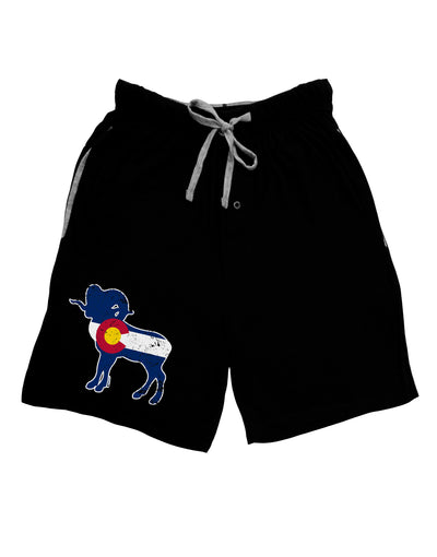 Grunge Rocky Mountain Bighorn Sheep Flag Dark Adult Lounge Shorts-Lounge Shorts-TooLoud-Black-Small-Davson Sales