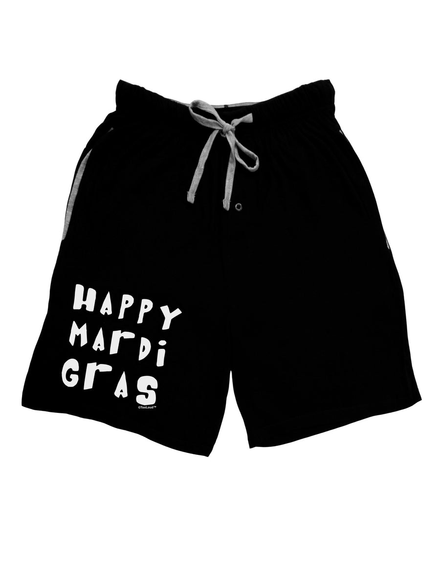 Happy Mardi Gras Text 2 BnW Adult Lounge Shorts-Lounge Shorts-TooLoud-Red-Small-Davson Sales