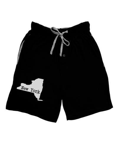 New York - United States Shape Adult Lounge Shorts - Red or Black by TooLoud-Lounge Shorts-TooLoud-Black-Small-Davson Sales