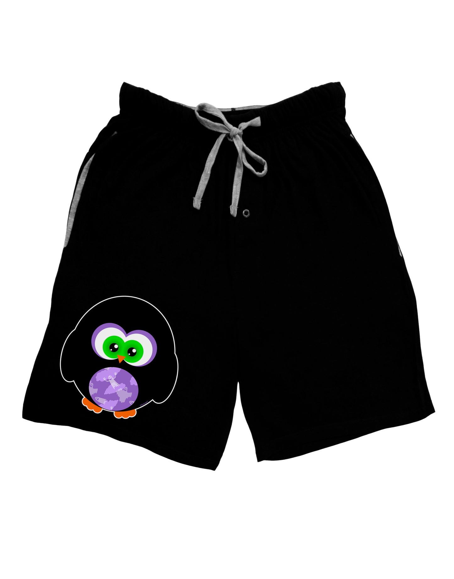 Cute Owl Halloween Adult Lounge Shorts - Red or Black-Lounge Shorts-TooLoud-Black-Small-Davson Sales