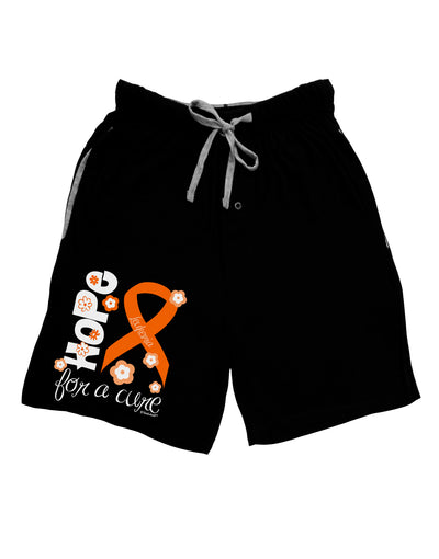 Hope for a Cure - Orange Ribbon Leukemia - Flowers Adult Lounge Shorts-Lounge Shorts-TooLoud-Black-Small-Davson Sales