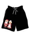 Cute Mr and Mrs Santa Claus Couple Christmas Adult Lounge Shorts - Red or Black-Lounge Shorts-TooLoud-Black-Small-Davson Sales