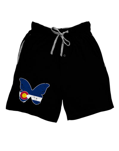 Grunge Colorado Butterfly Flag Dark Adult Lounge Shorts-Lounge Shorts-TooLoud-Black-Small-Davson Sales