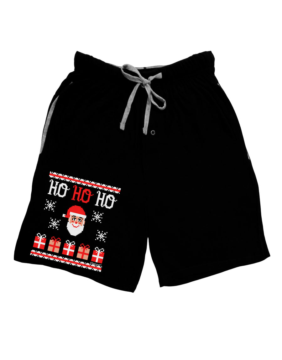 Ho Ho Ho Ugly Christmas Sweater Relaxed Adult Lounge Shorts-Lounge Shorts-TooLoud-Black-Small-Davson Sales