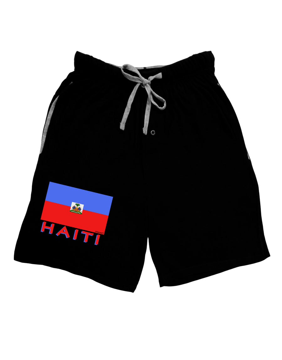 Haiti Flag Dark Adult Lounge Shorts-Lounge Shorts-TooLoud-Black-Small-Davson Sales