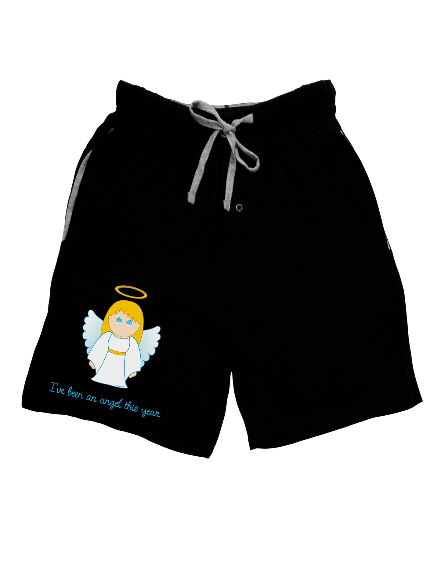 I've Been An Angel This Year Cute Christmas Angel Adult Lounge Shorts - Red or Black-Lounge Shorts-TooLoud-Black-Small-Davson Sales