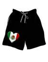 Mexican Flag Heart - Beveled Adult Lounge Shorts - Red or Black by TooLoud-Lounge Shorts-TooLoud-Black-Small-Davson Sales