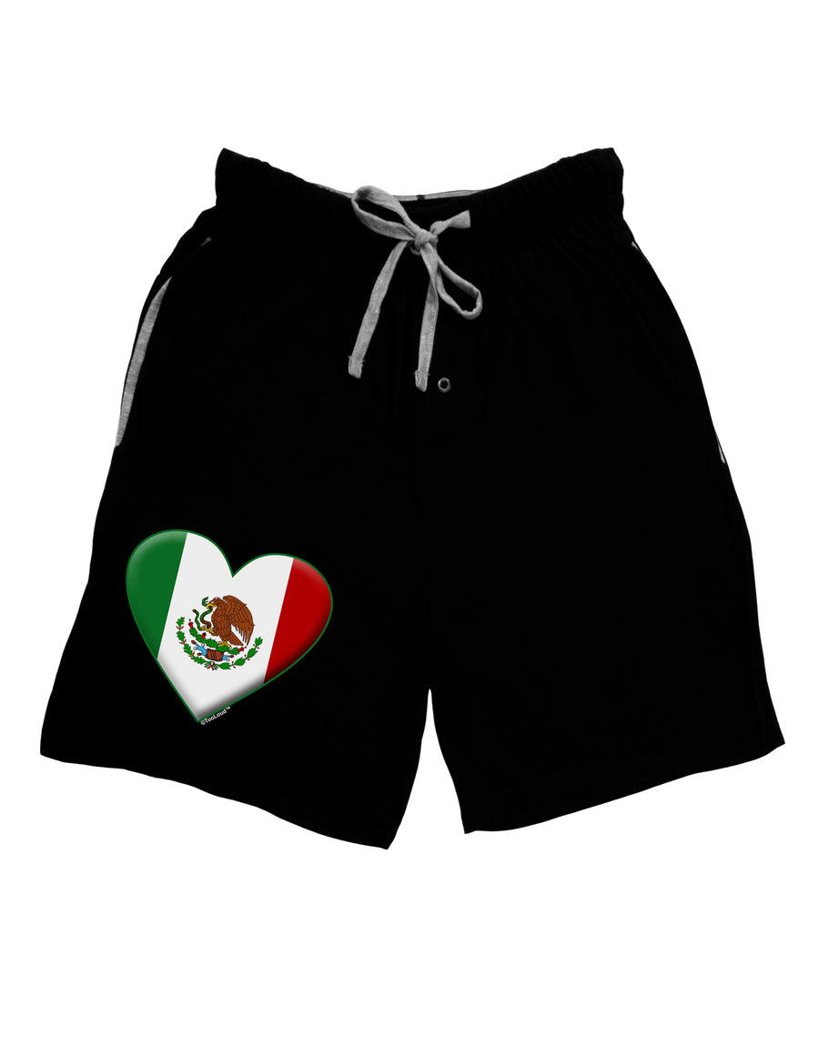 Mexican Flag Heart - Beveled Adult Lounge Shorts - Red or Black by TooLoud-Lounge Shorts-TooLoud-Red-Small-Davson Sales