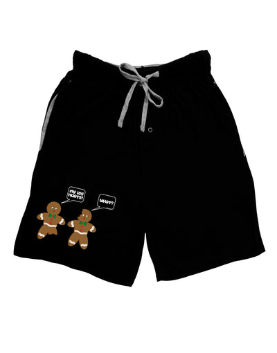 Funny Gingerbread Conversation Christmas Adult Lounge Shorts - Red or Black-Lounge Shorts-TooLoud-Black-Small-Davson Sales