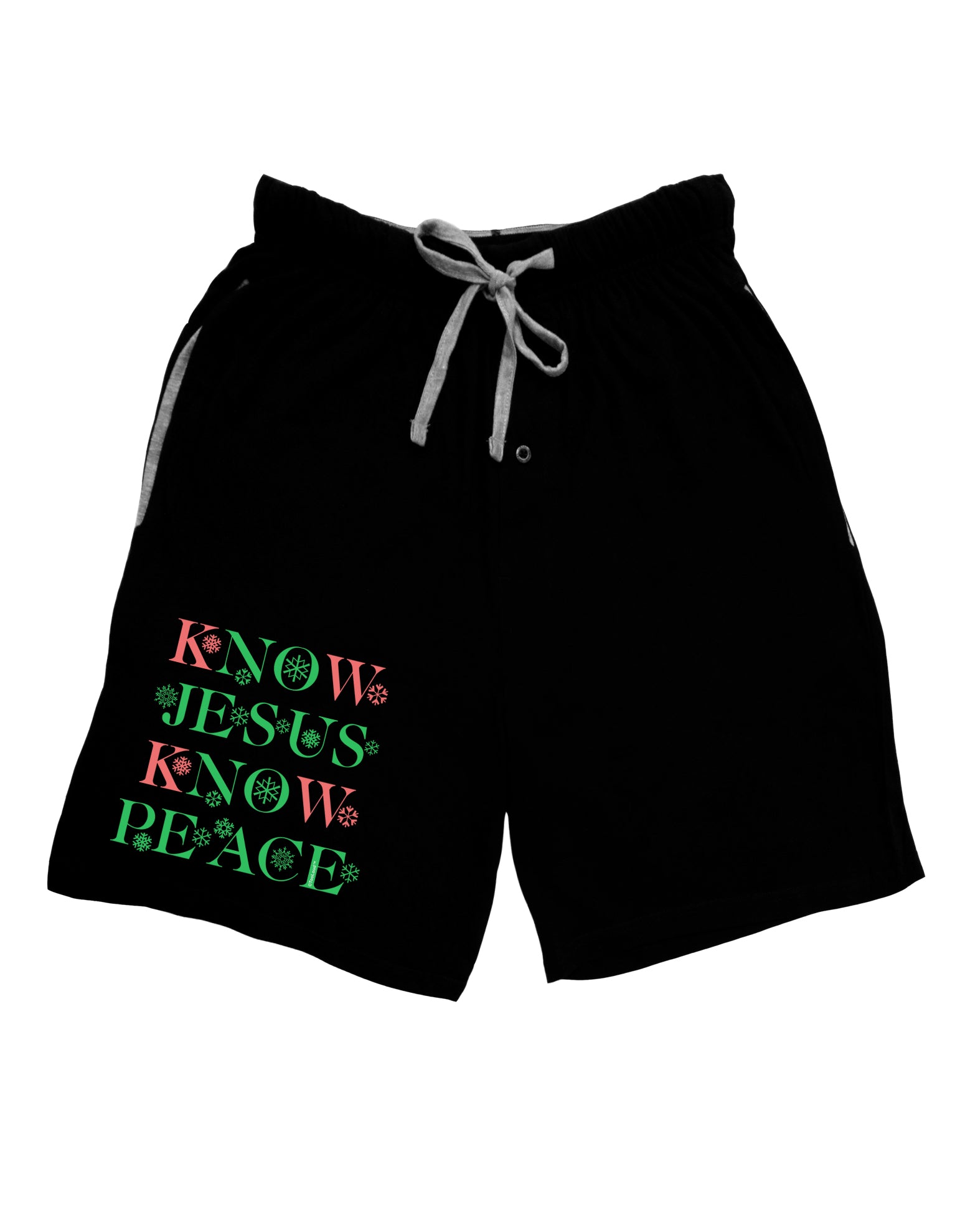 Know Jesus Know Peace Christmas Adult Lounge Shorts - Red or Black-Lounge Shorts-TooLoud-Black-Small-Davson Sales