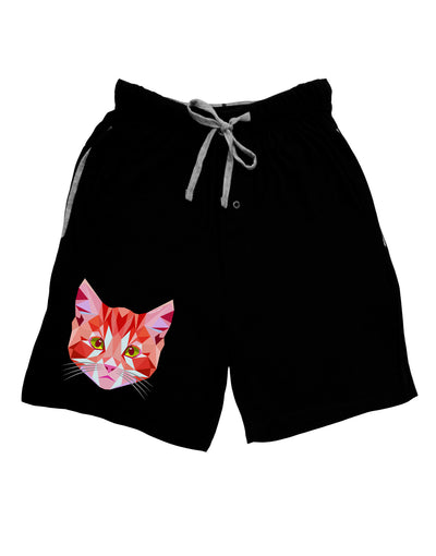 Geometric Kitty Red Adult Lounge Shorts-Lounge Shorts-TooLoud-Black-Small-Davson Sales