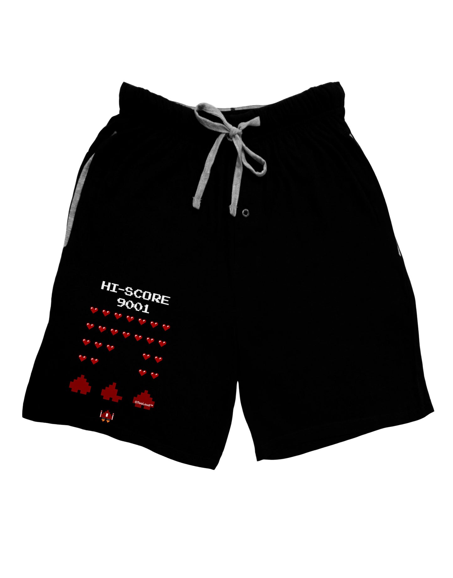 Pixel Heart Invaders Design Adult Lounge Shorts-Lounge Shorts-TooLoud-Black-Small-Davson Sales
