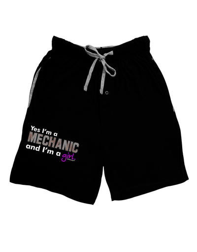 Yes I am a Mechanic Girl Adult Lounge Shorts-Lounge Shorts-TooLoud-Black-Small-Davson Sales