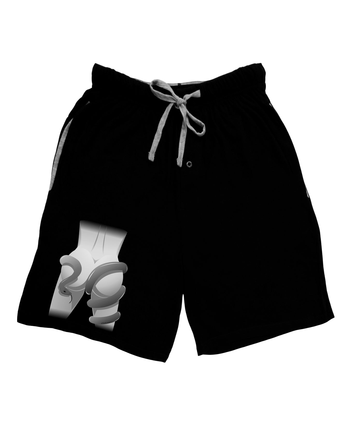 Lady Anaconda Design Grayscale Adult Lounge Shorts - Red or Black-Lounge Shorts-TooLoud-Black-Small-Davson Sales