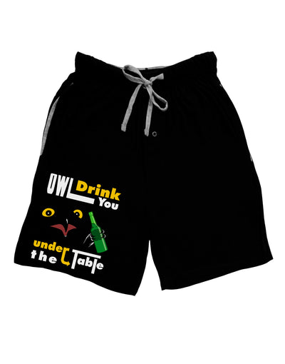 Owl Drink You Under the Table Adult Lounge Shorts-Lounge Shorts-TooLoud-Black-Small-Davson Sales