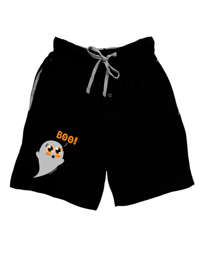 Cute Boo Ghost Relaxed Adult Lounge Shorts-Lounge Shorts-TooLoud-Black-Small-Davson Sales