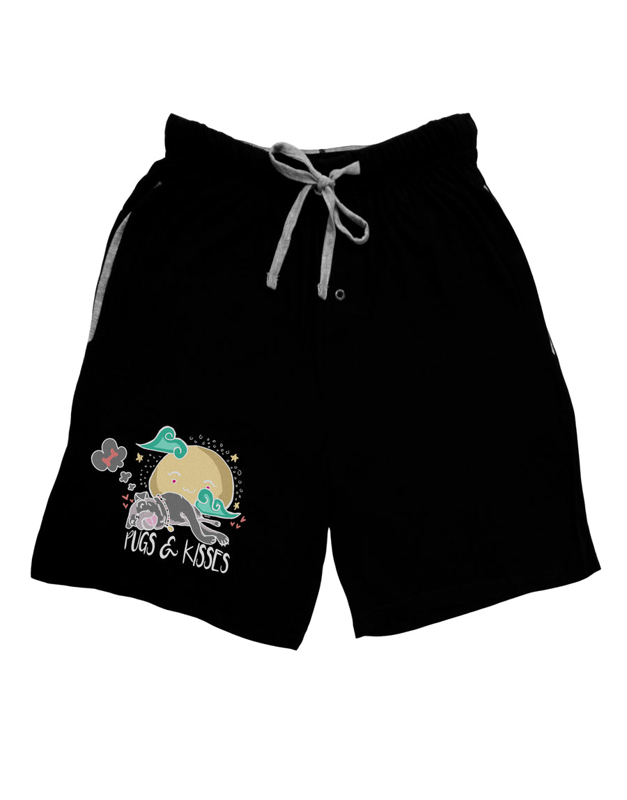 TooLoud Pugs and Kisses Dark Adult Lounge Shorts-Lounge Shorts-TooLoud-Red-Small-Davson Sales