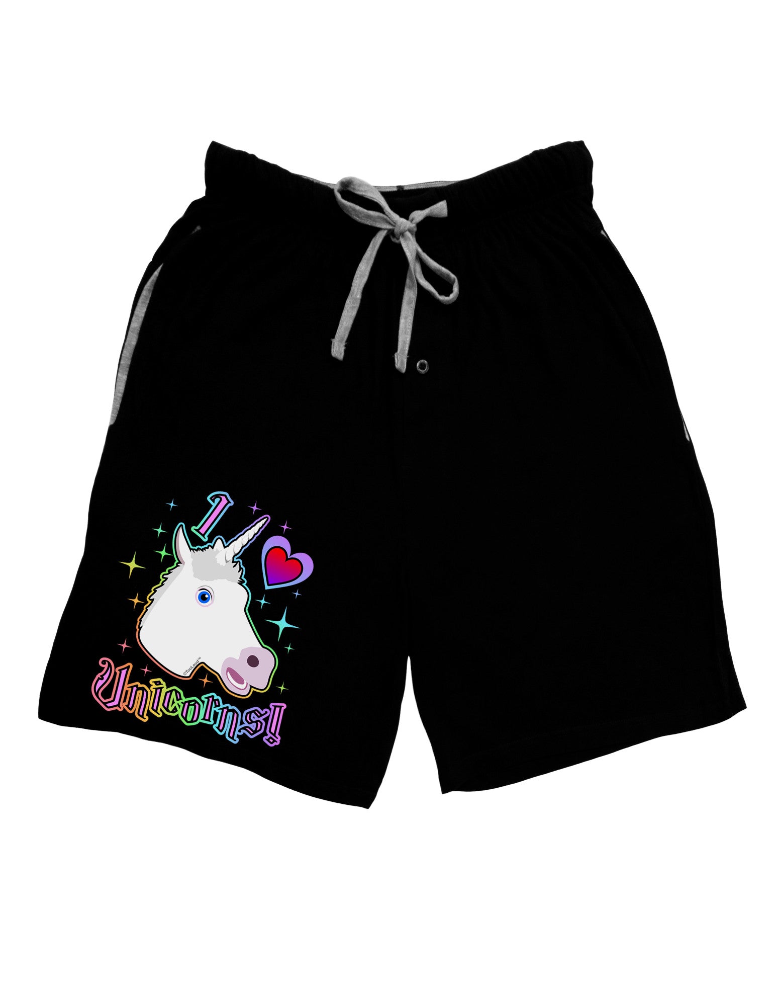 I love Unicorns Adult Lounge Shorts-Lounge Shorts-TooLoud-Black-Small-Davson Sales
