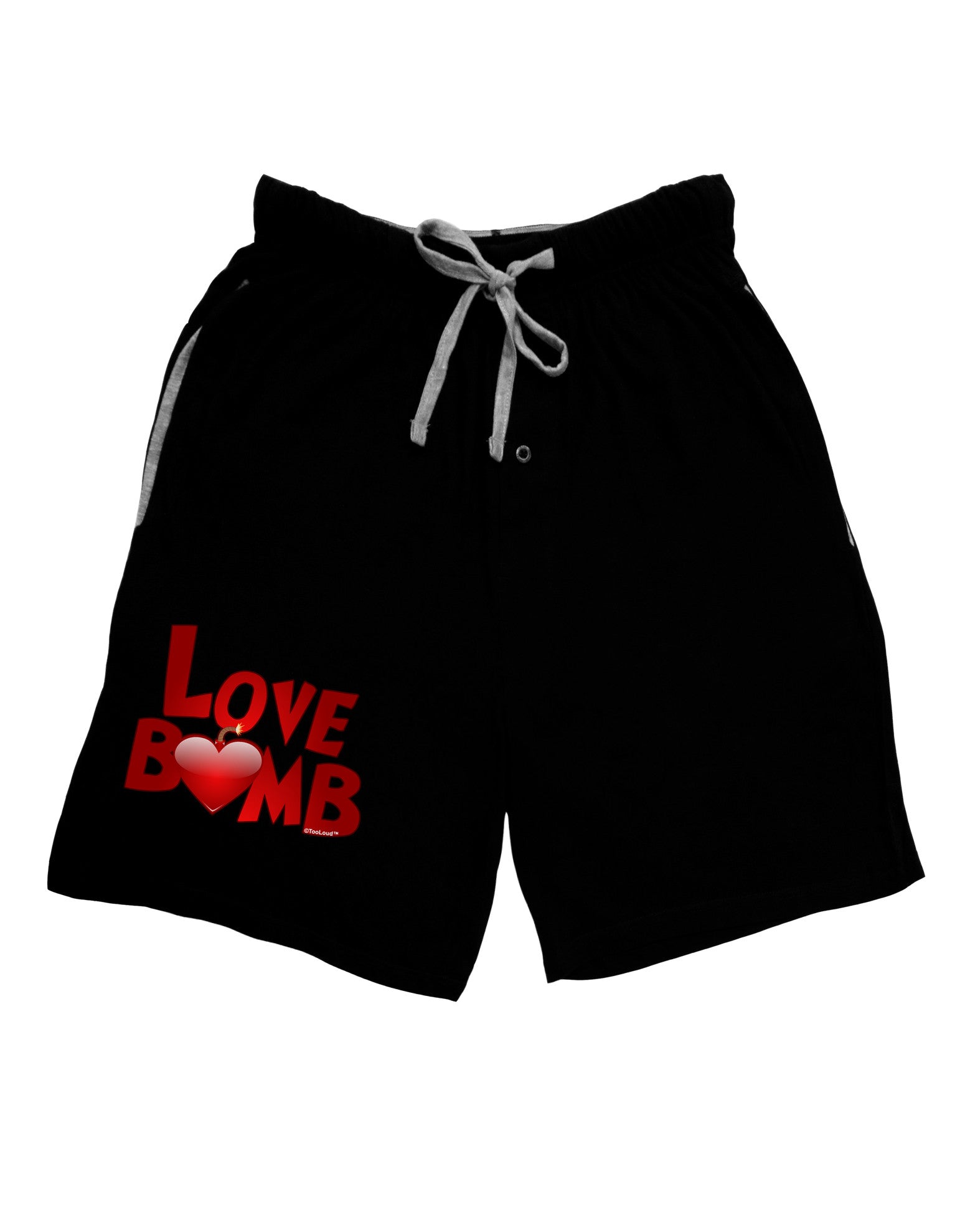 Love Bomb Text Adult Lounge Shorts-Lounge Shorts-TooLoud-Black-Small-Davson Sales