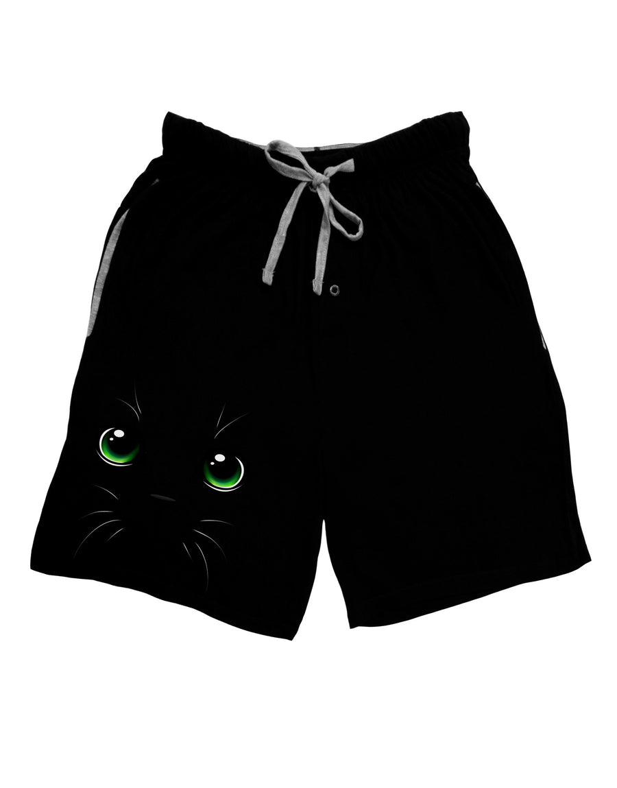 Green-Eyed Cute Cat Face Adult Lounge Shorts-Lounge Shorts-TooLoud-Red-Small-Davson Sales