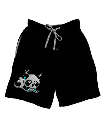 Cute Panda With Ear Buds Adult Lounge Shorts-Lounge Shorts-TooLoud-Black-Small-Davson Sales